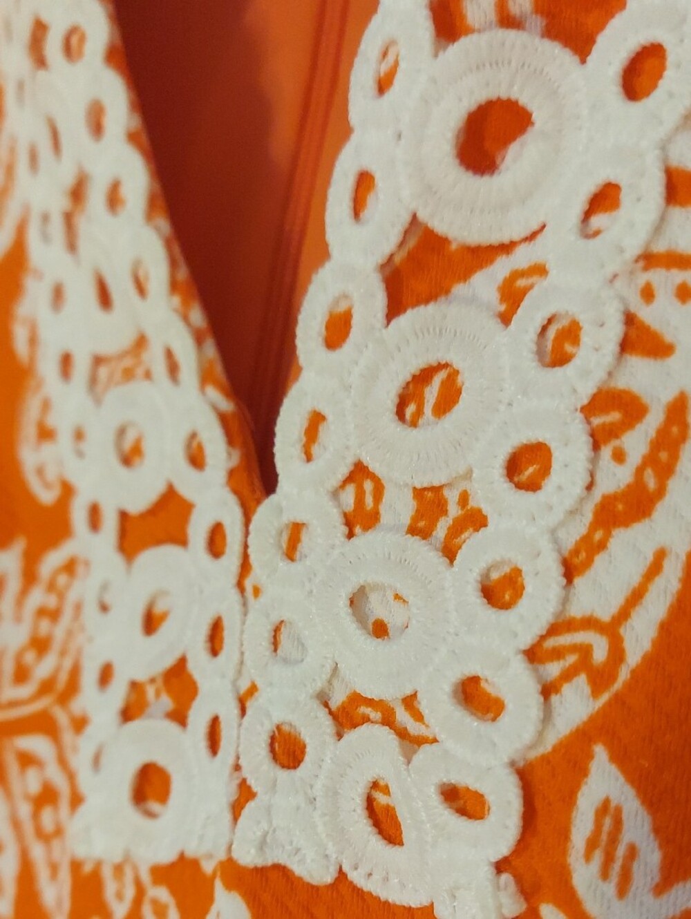 Eliza J Orange & White Floral Sleeveless V-Neck Lace Shift Dress Size 6 - Picture 2 of 11